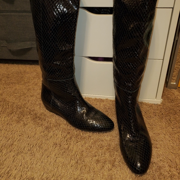 EUC Loeffler Randall Black Leather Tall Boots - Picture 2 of 8